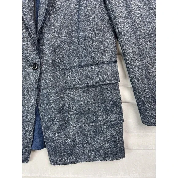 Banana Republic Women 8 Blazer Coat Wool Textured Knit Career Heathered Blue - Picture 3 of 13